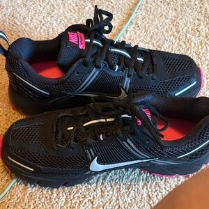 Nike Black Sneakers with Pink and White Accents